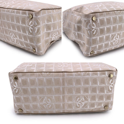Chanel Vintage Beige Nylon New Travel Line Tote Shoulder Bag