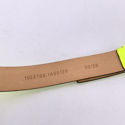Versace Fluo Yellow Leather Medusa Logo Buckle Belt Size 90/36
