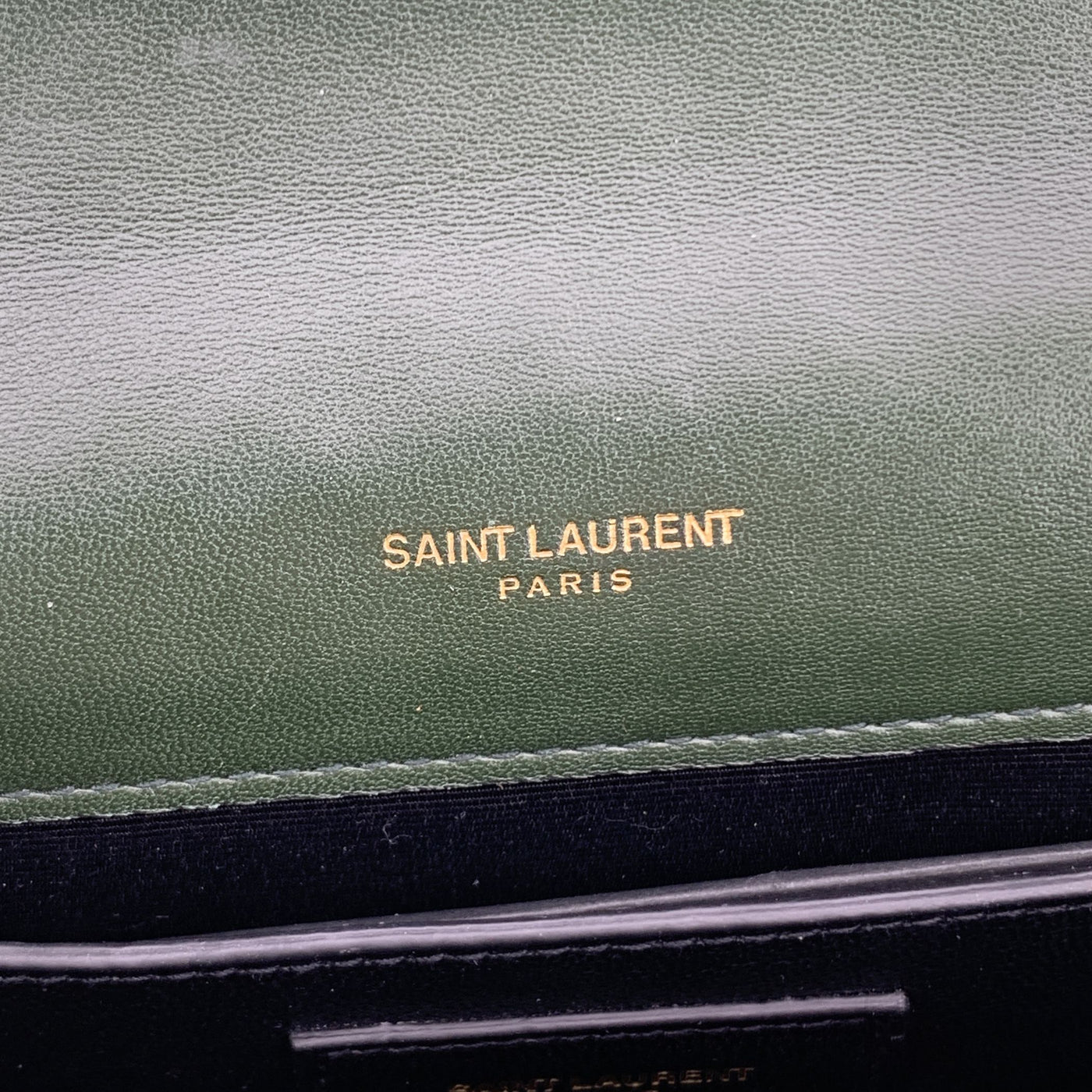 Saint Laurent Dark Green Velvet Logo Kate Tassel Clutch Shoulder Bag