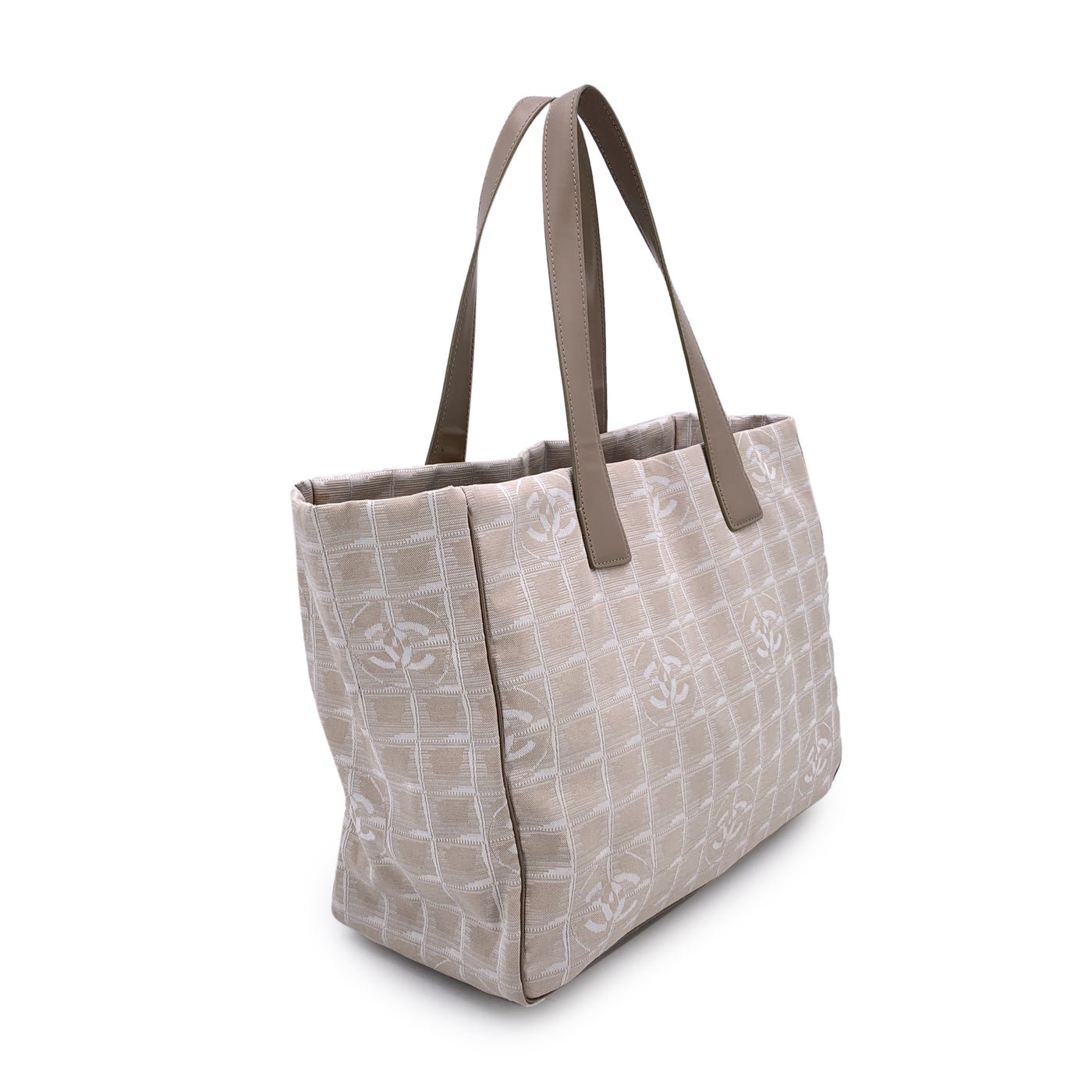 Chanel Vintage Beige Nylon New Travel Line Tote Shoulder Bag