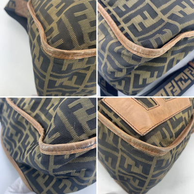 Fendi Zucca Monogram Canvas Large Messenger Crossbody Bag