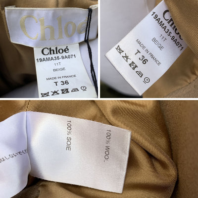 Chloe Beige Wool Double Breasted Coat Size 36 FR