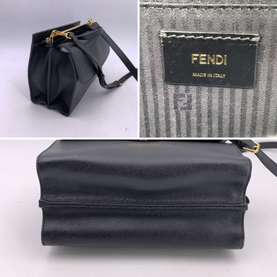 Fendi Black Leather Demi Jour Bag Tote Handbag with Shoulder Strap
