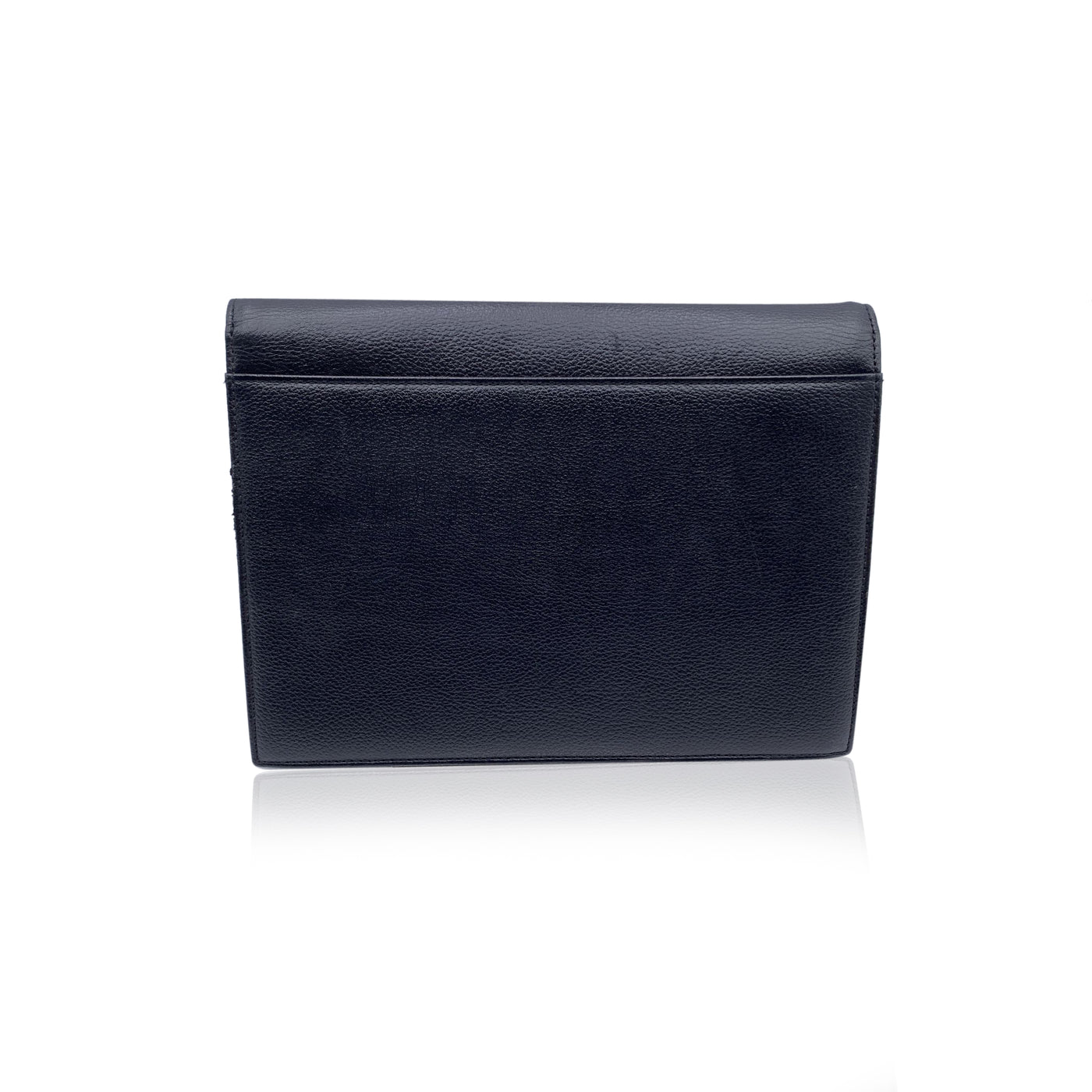 Yves Saint Laurent Vintage Black Leather YSL Flap Clutch Bag Handbag