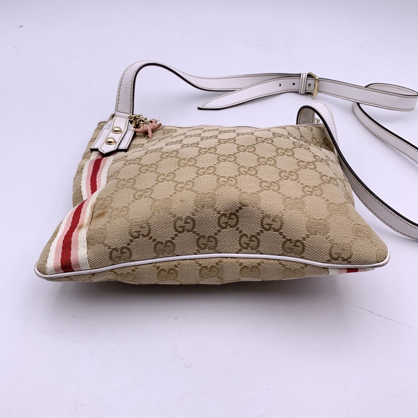 Gucci Beige Monogram Canvas Joliecoeur Messenger Shoulder Bag