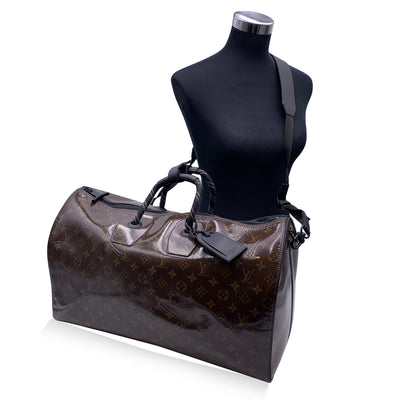 Louis Vuitton Monogram Glaze Keepall 50 Bandouliere Bag M43899 Black