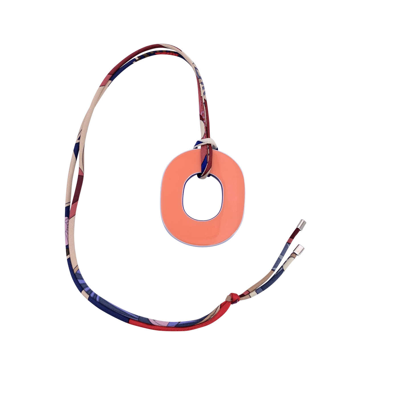Hermes Paris Isthme Oval Laquered Wood Pendant Necklace