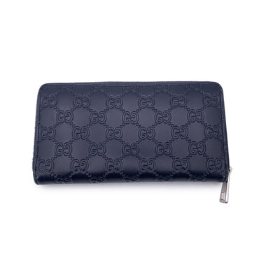 Gucci Blue Guccissima Leather Continental Zip Wallet Coin Purse