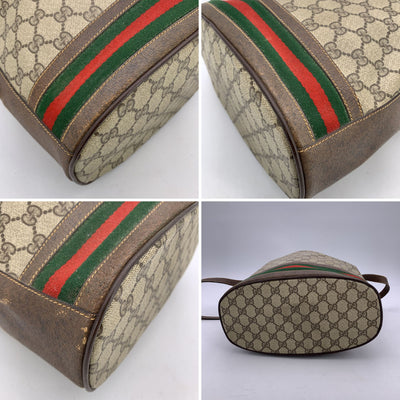 Gucci Vintage Beige Monogram Web Drawstring Bucket Bag