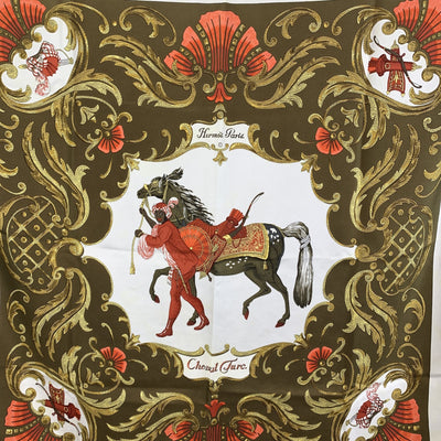 Hermes Paris Vintage Silk Scarf Cheval Turc 1969 Christiane Vauzelles