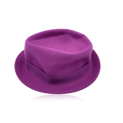 Borsalino Purple Felt Wool Hat with Ribbon One Size