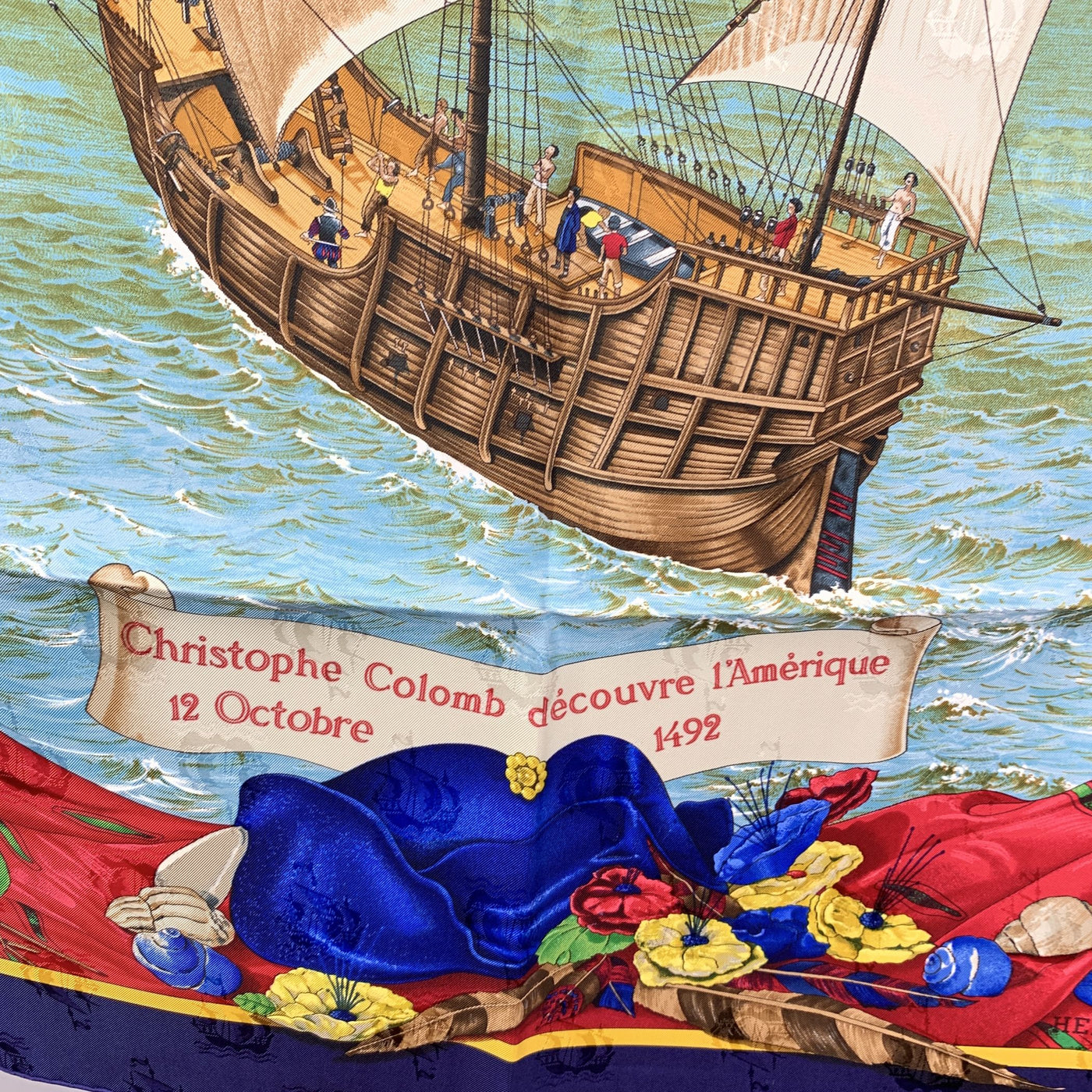 Hermes Jacquard Silk Scarf Christophe Colomb Decouvre l’Amerique