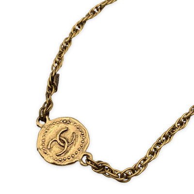 Chanel Vintage Gold Metal 1970s Long Medallion Coin Necklace