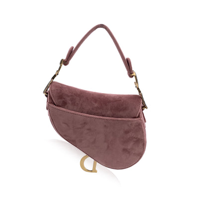 Christian Dior Pink Velvet Mini Saddle Bag with Crystals