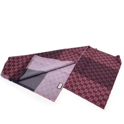 Gucci Burgundy Wool GG Guccissima Scarf Shawl Wrap