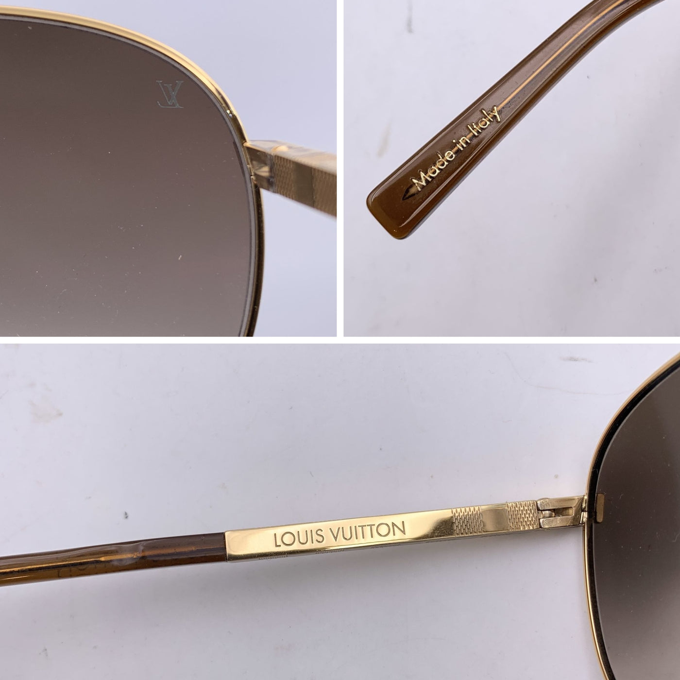 Louis Vuitton Gold Metal Altitude Aviator Z0339U Sunglasses 61/14