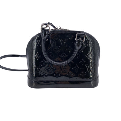 Louis Vuitton Black Monogram Vernis Alma BB Bag Handbag with Strap