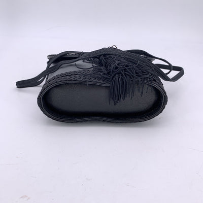 Yves Saint Laurent Vintage Black Leather Tassel Shoulder Bag