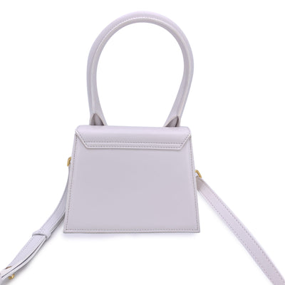 Jacquemus White Leather Le Chiquito Small Structured Bag with Strap