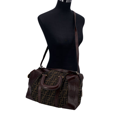 Fendi Zucca Monogram Canvas 2 Way Duffle Bag with Strap