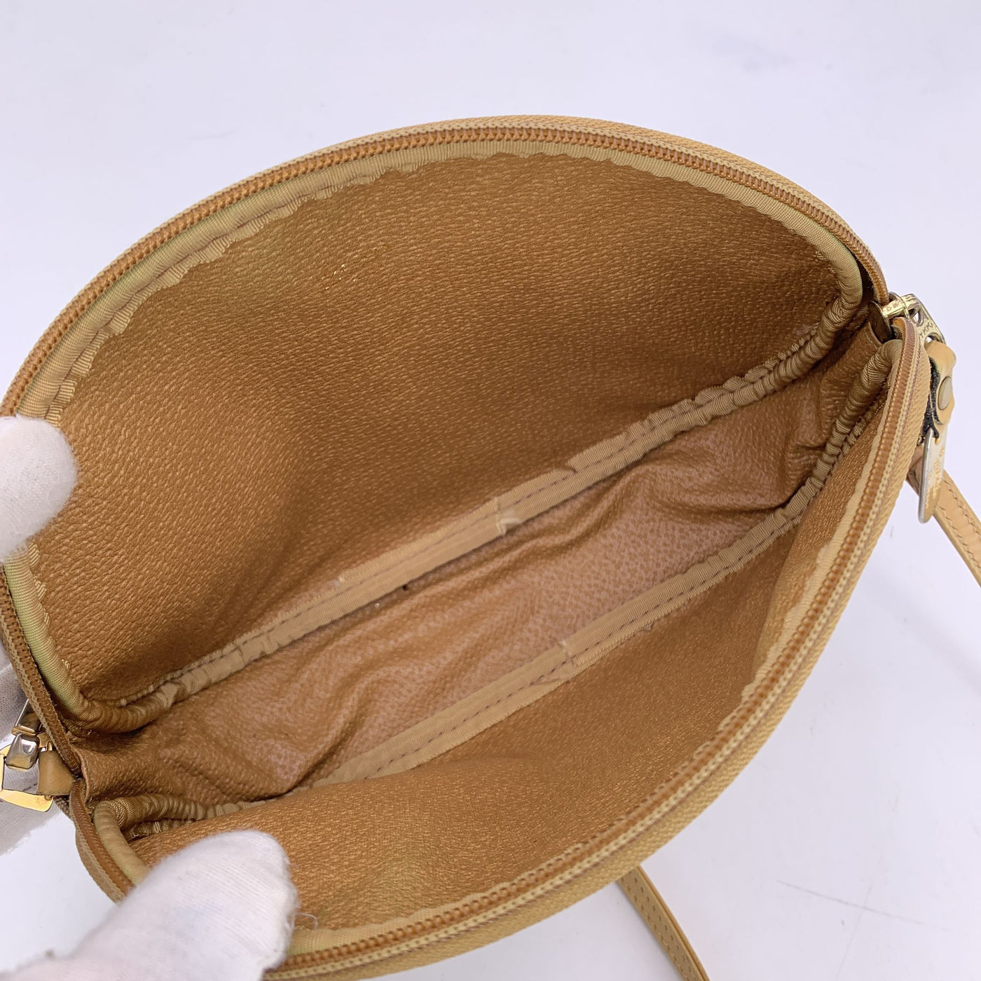 Gucci Vintage Beige Monogram Canvas Oval Messenger Crossbody Bag
