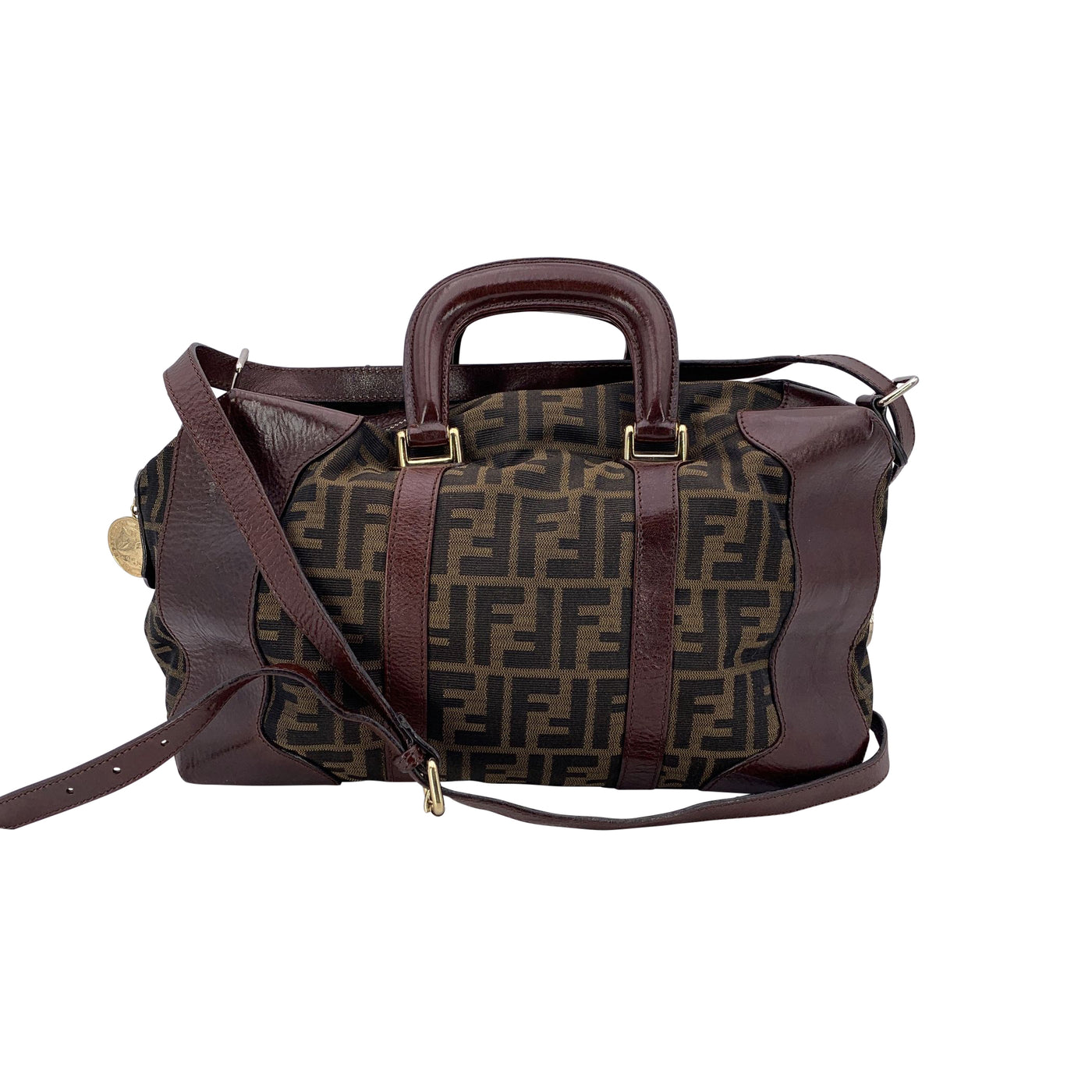 Fendi Zucca Monogram Canvas 2 Way Duffle Bag with Strap