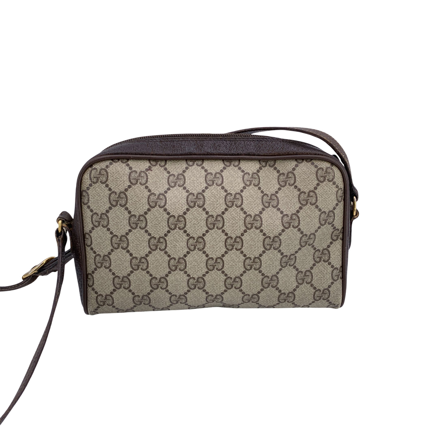 Gucci Vintage Beige GG Monogram Canvas Messenger Crossbody Bag