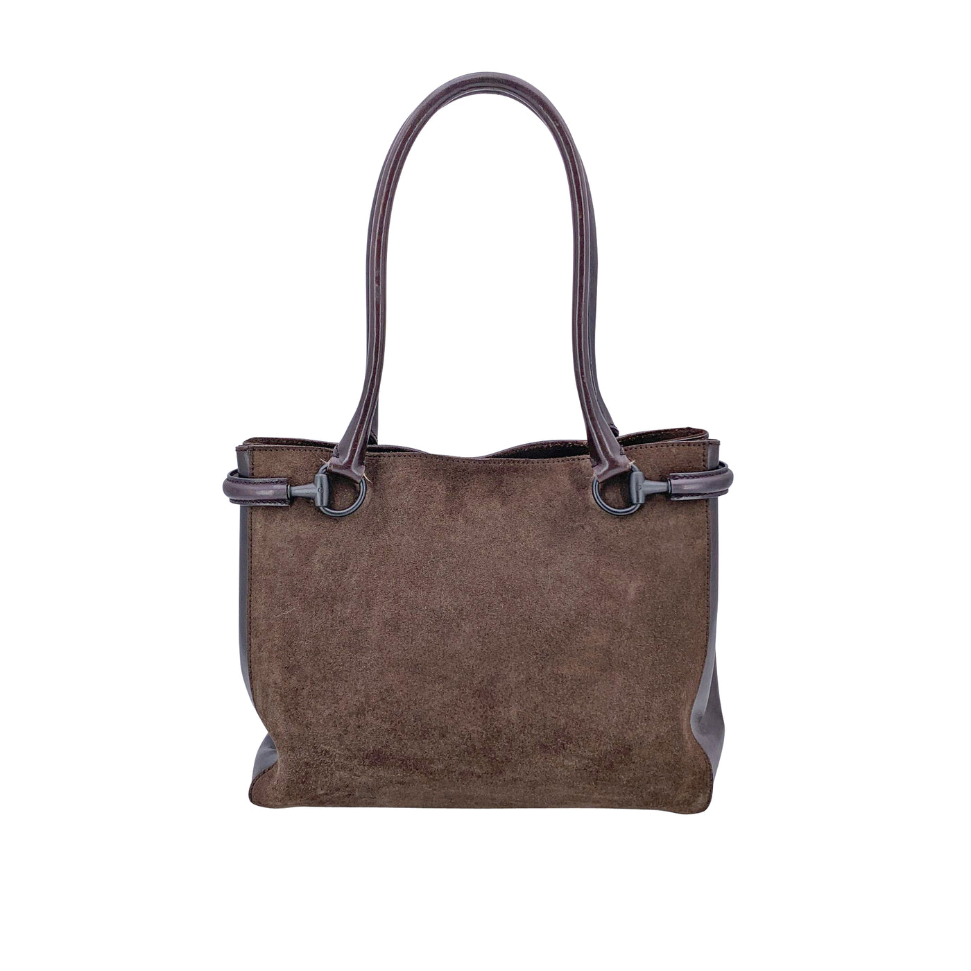 Gucci Brown Suede Leather Horsebit Detailing Tote Shoulder Bag
