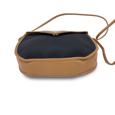 Yves Saint Laurent Vintage Black Textured Canvas Crossbody Bag