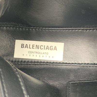 Balenciaga Silver Glitter Logo Print Triangle Clutch Bag Pochette