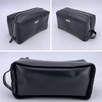 Montblanc Black Leather Toiletry Trousse Wash Cosmetic Bag