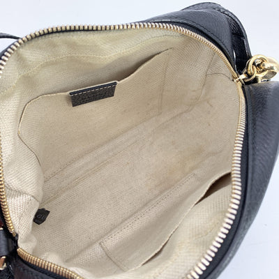 Gucci Black Leather Soho GG Logo Small Crossbody Bag