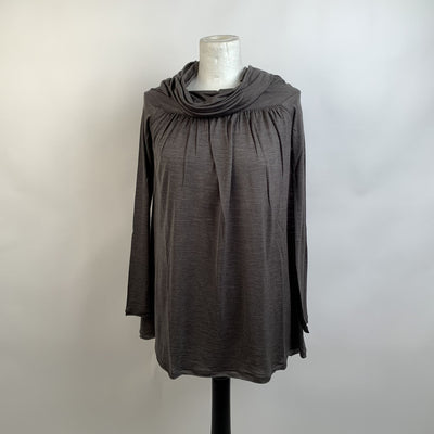 Missoni Gray Wool and Silk Long Sleeve Top with Cowl Neck Size 40