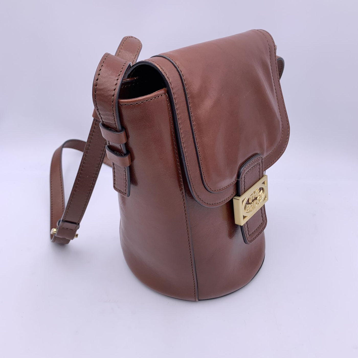 The Bridge Brown Leather Shoulder Bag Flap Bucket