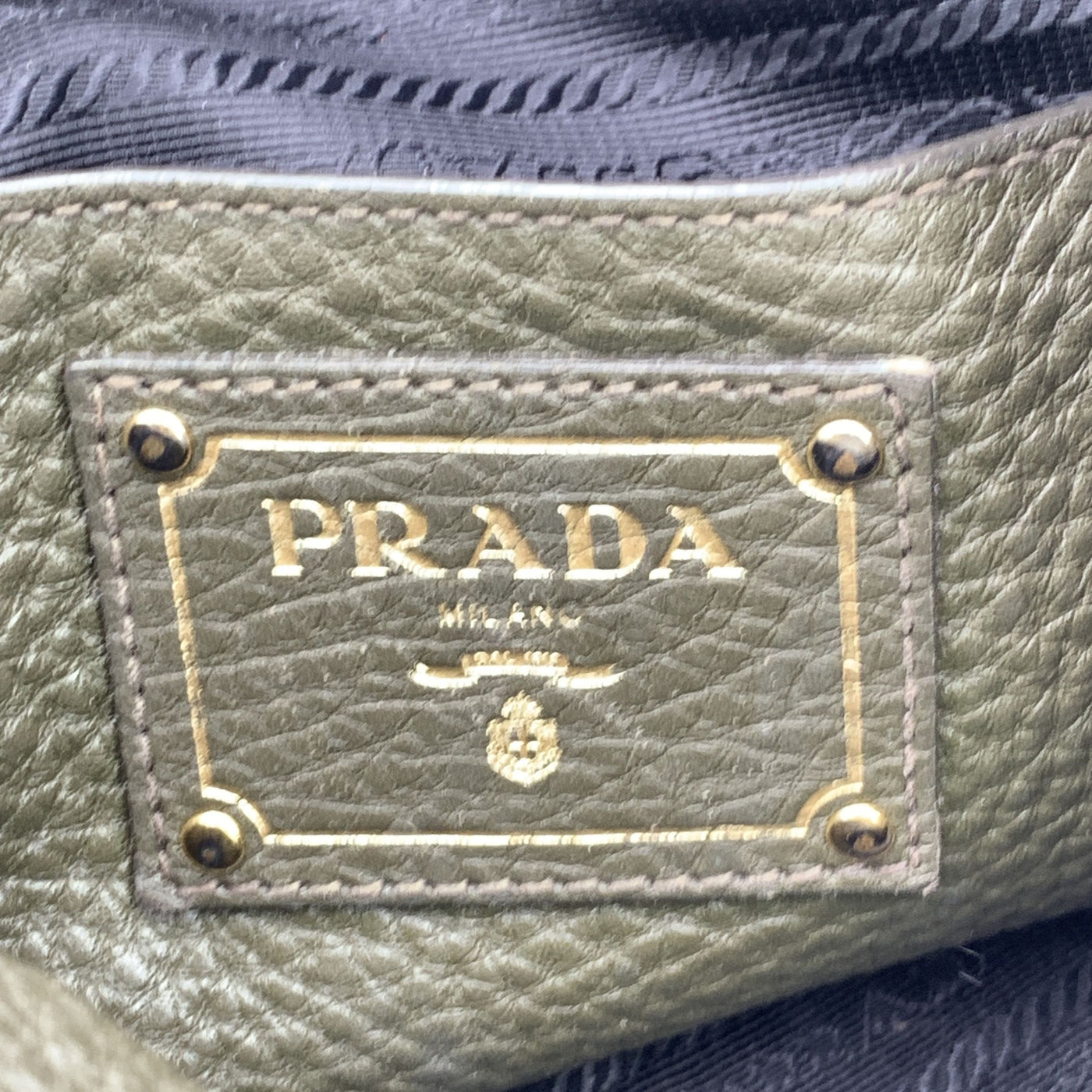 Prada Military Green Leather 2 Way Tote Shopping Bag with Strap