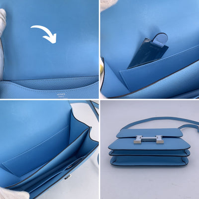 Hermes Light Blue Epsom Leather Constance 18 Shoulder Bag