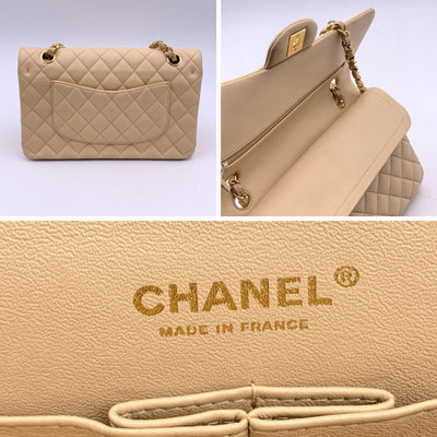 Chanel Beige Quilted Timeless Classic 2.55 Shoulder Bag 25 cm