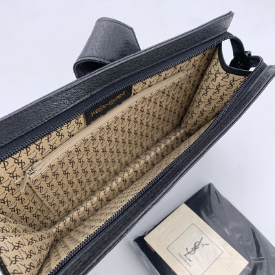 Yves Saint Laurent Vintage Black Leather Y Clutch Bag Handbag