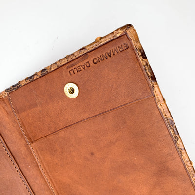 Ermanno Daelli Light Brown Leather Flap Wallet Checkbook Holder
