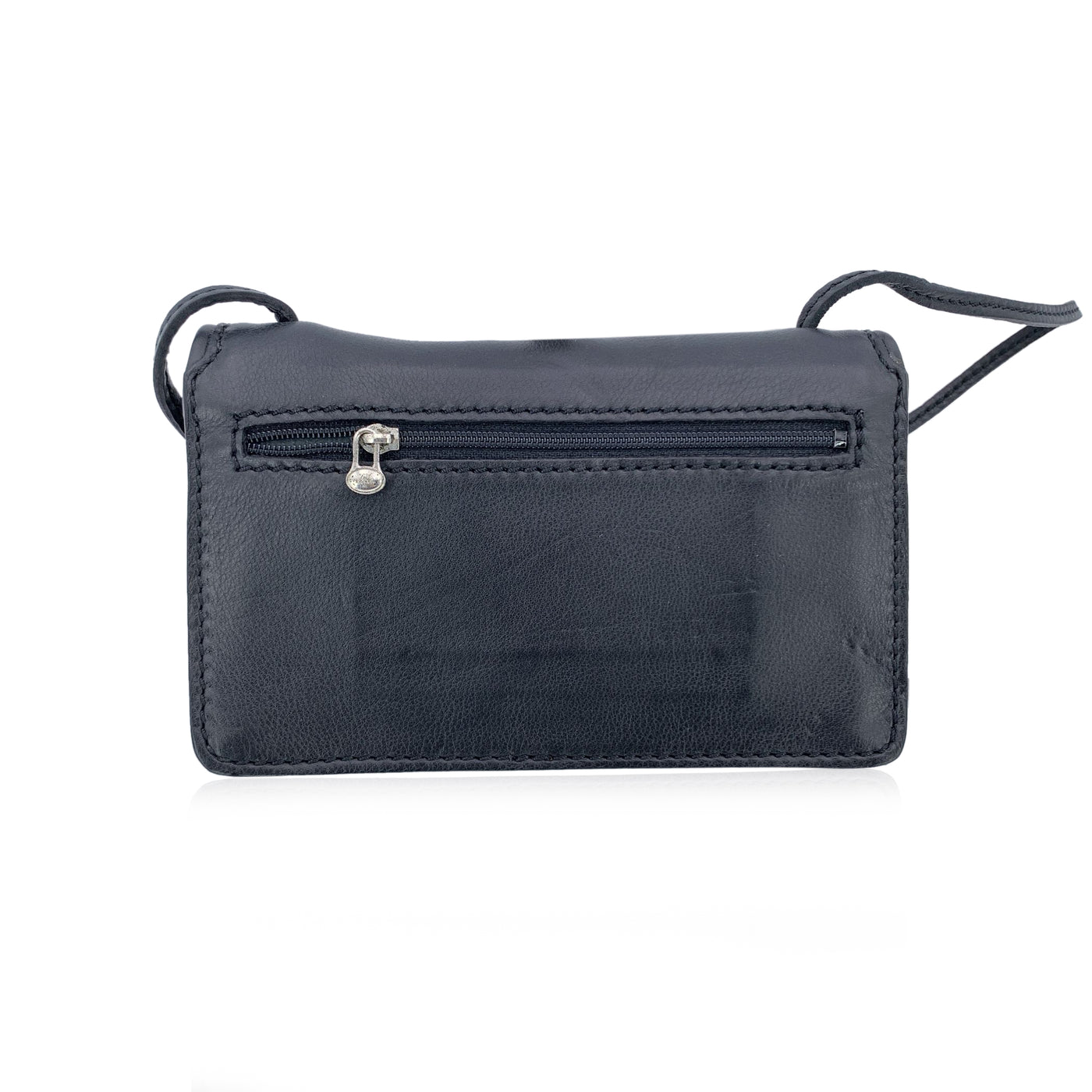 The Bridge Black Leather Small Mini Messenger Crossbody Bag