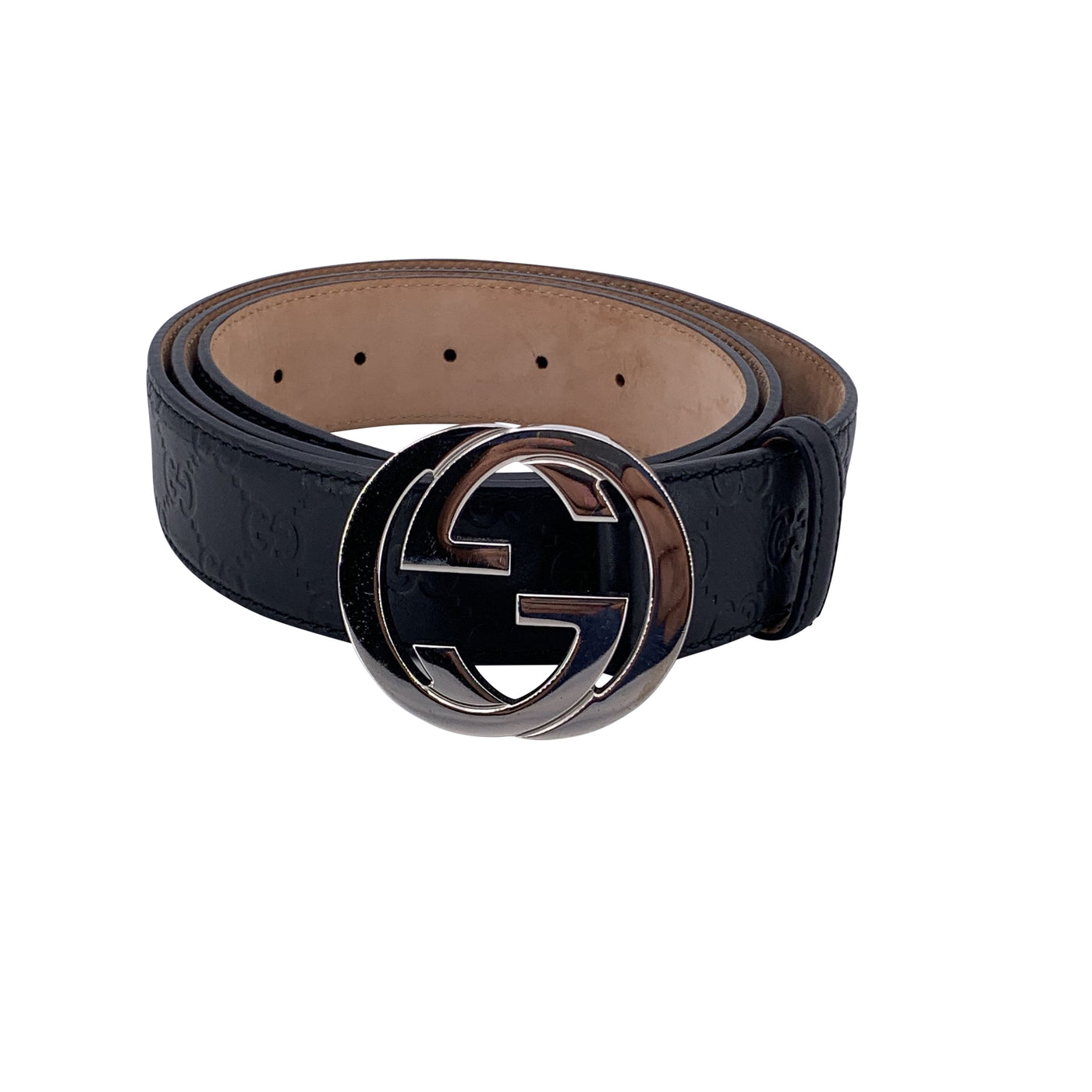 Gucci Black Guccissima Monogram Leather Belt GG Buckle Size 115/46