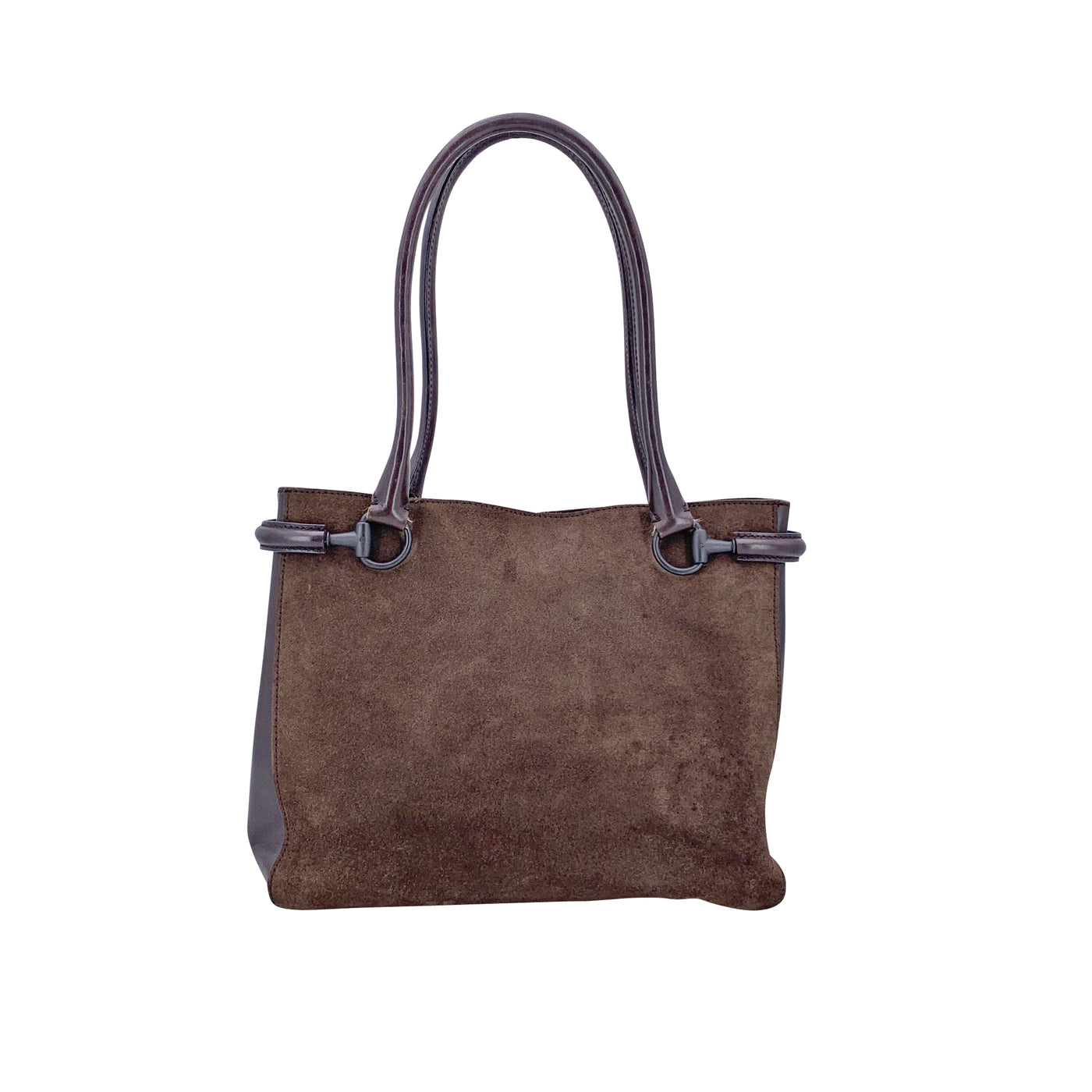 Gucci Brown Suede Leather Horsebit Detailing Tote Shoulder Bag
