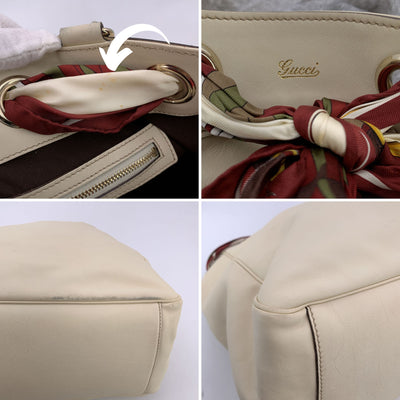 Gucci Beige Leather Positano Tote Bag with Silk Scarf