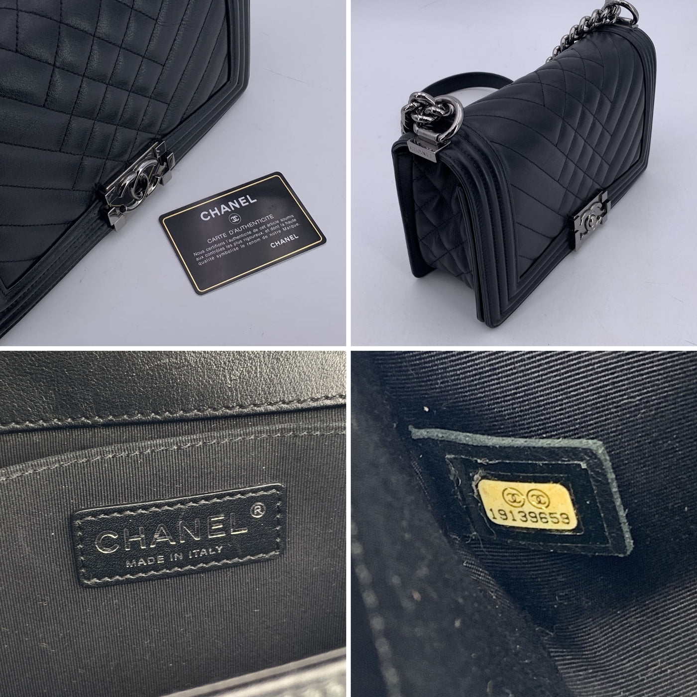 Chanel Black Bi-Quilted Leather Medium Boy Shoulder Bag