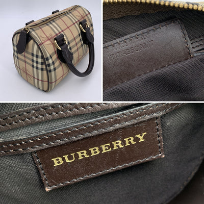 Burberry Beige Haymarket Check Canvas Chester Small Boston Bag
