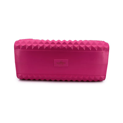 Valentino Garavani Fuchsia Rubber Le Troisieme Tote Handbag Bag