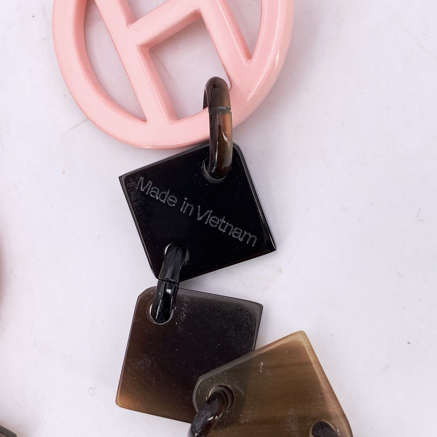 Hermes Paris Lena Wood Lacquered Buffalo Horn Necklace Pink