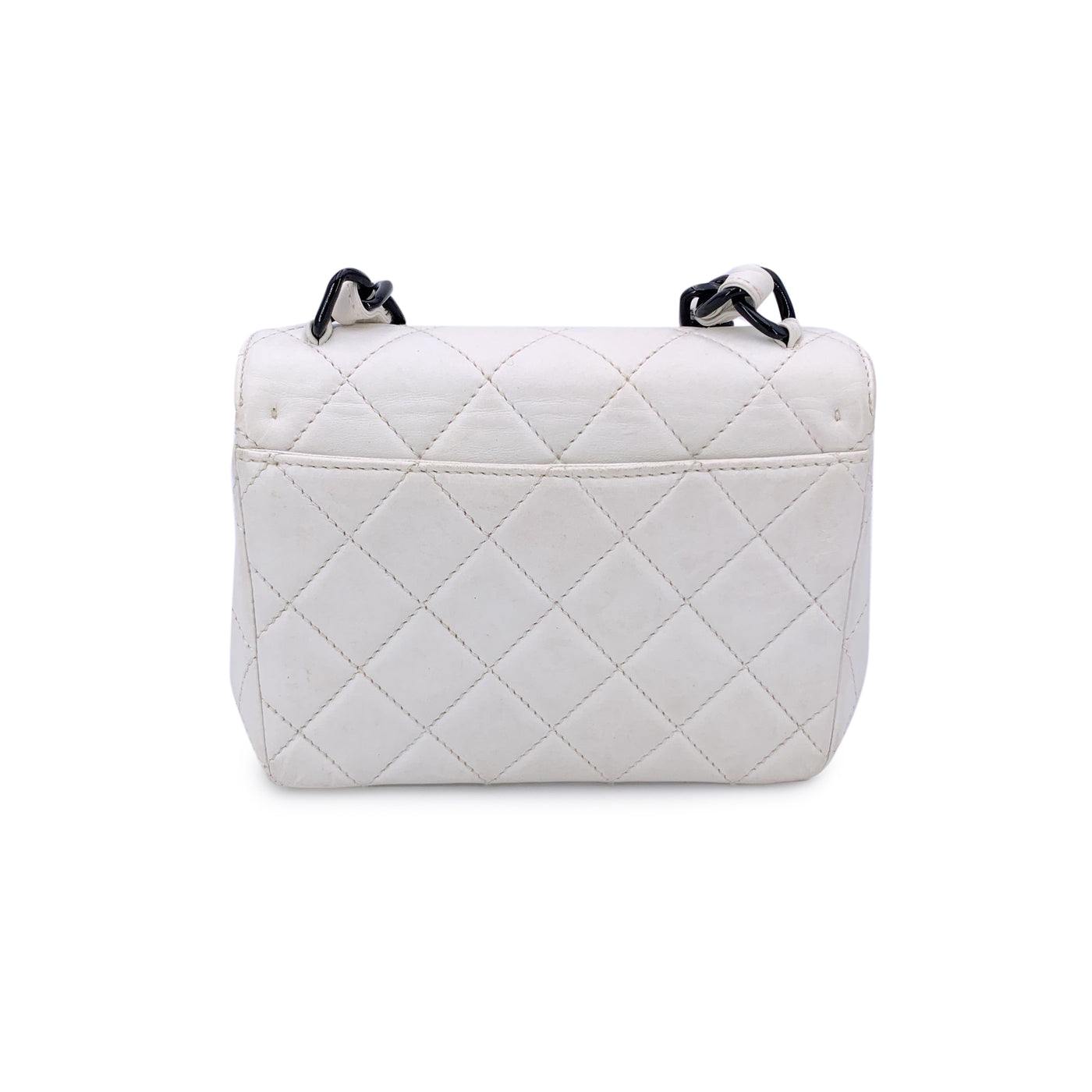 Chanel Vintage White Quilted Leather Mini Kelly Shoulder Bag