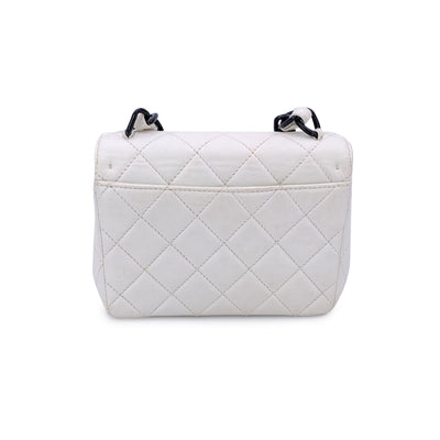 Chanel Vintage White Quilted Leather Mini Kelly Shoulder Bag