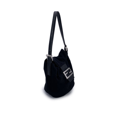 Fendi Black Fabric Mini Baguette Shoulder Bag Handbag
